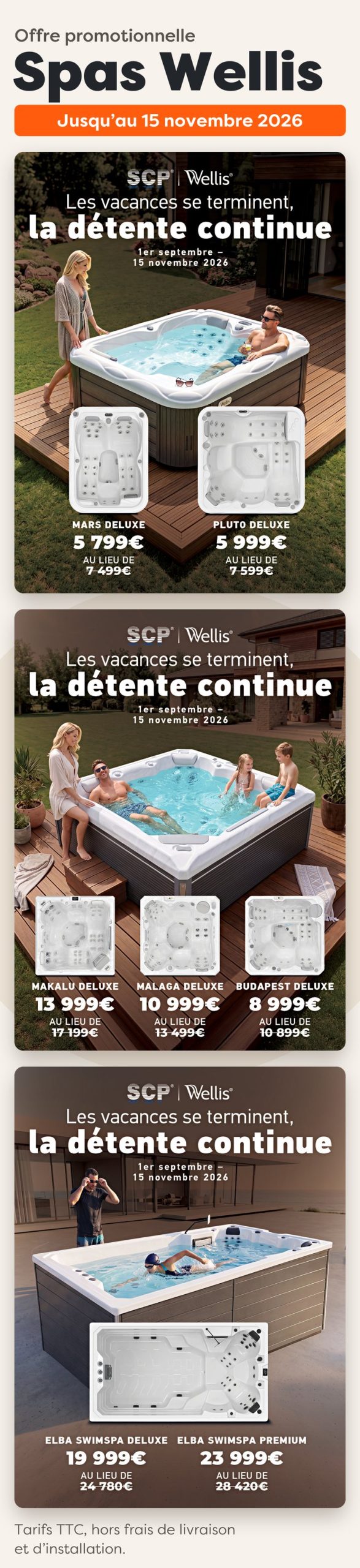 Offre promotionnelle spas Wellis jusqu'au 15 novembre 2026 - Piscinistes associés Evasion Piscines 04 à Manosque - V2 telephone